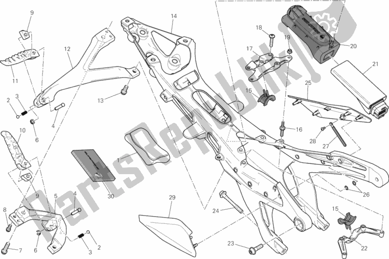 Todas as partes de Quadro Traseiro Comp. Do Ducati Superbike 1199 Panigale S USA 2013